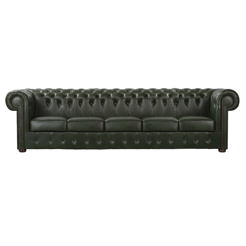 Tayjah Genuine Leather Sofa, Green, 5