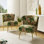 Fauteuil demi-tonneau en velours avec dossier capitonné Alice Felicia