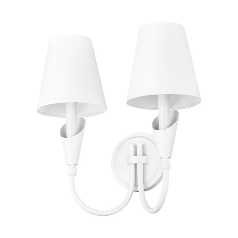 Applique murale moderne Elvin, H 14,5 po x l 13,75 po x P 8 po, Deux lumières, Blanc texturé