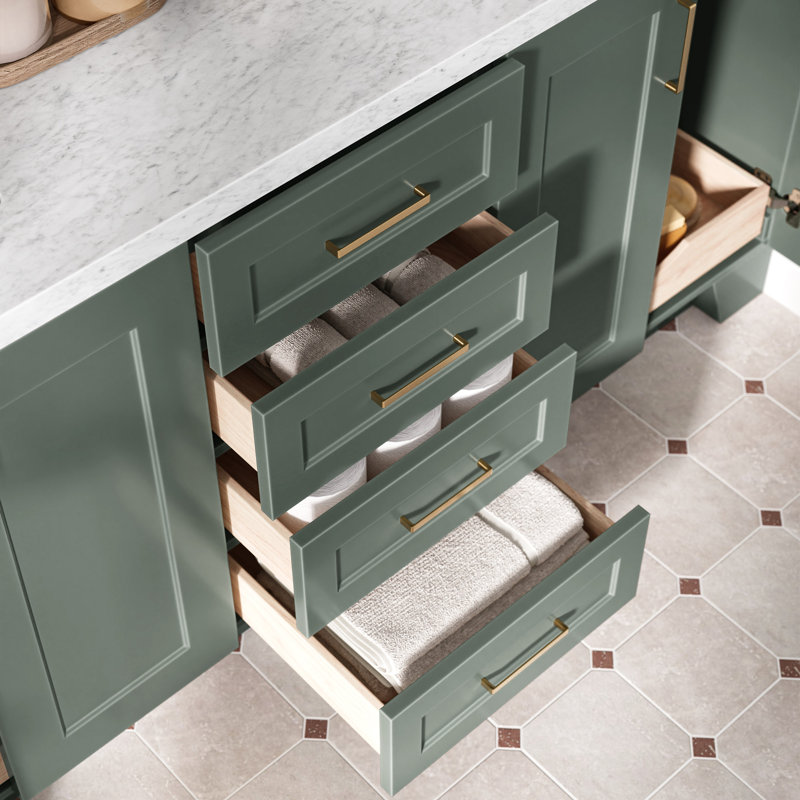 73 IN.  Single Bathroom Vanity, Rectangular, Vintage Green, Carrara Marble