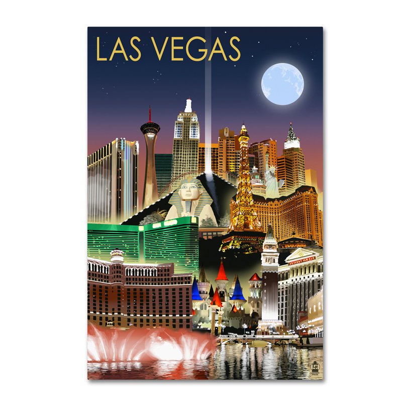 Publicité rétro sur toile Kadey «Los Vegas», H 47 po x l 30 po x P 2 po