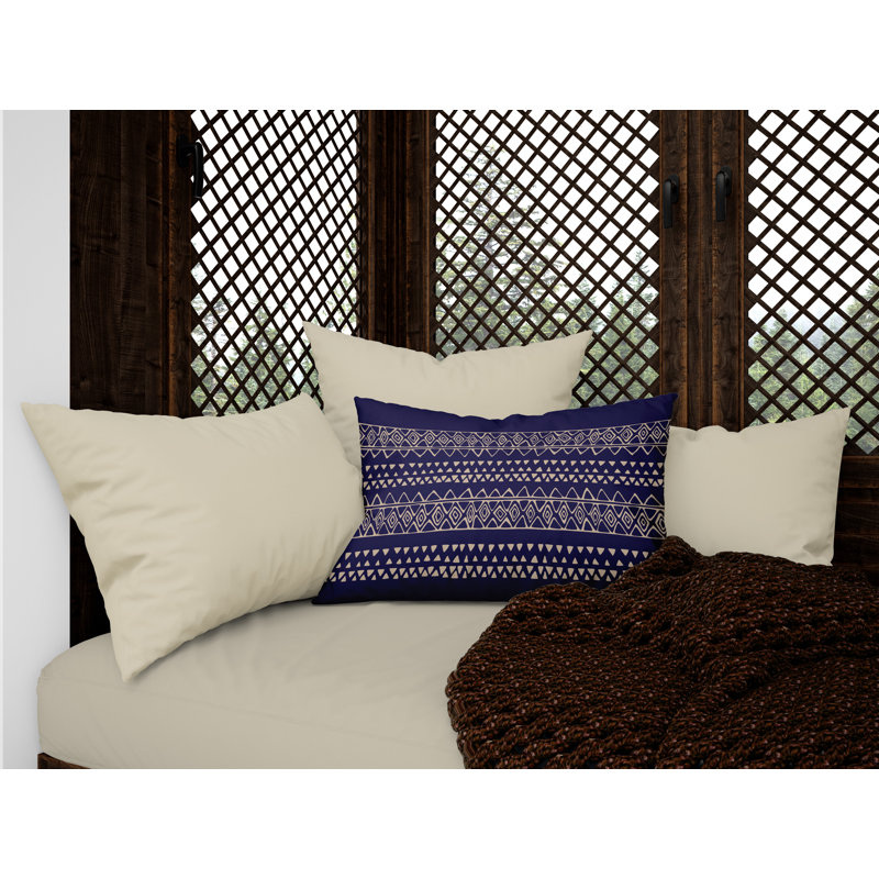 Titi Geometric Outdoor Reversible Throw Pillow, Navy Blue
