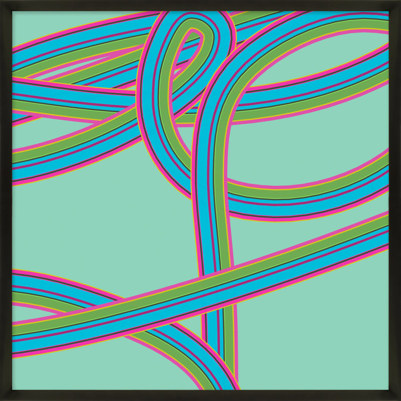 Turquoise Twist Print by Jacques Pilon, Black, 36" H x 36" W x 1.25" D
