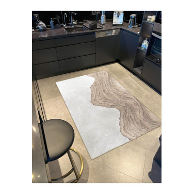 Striped Patterned Woven Base Washable Rug