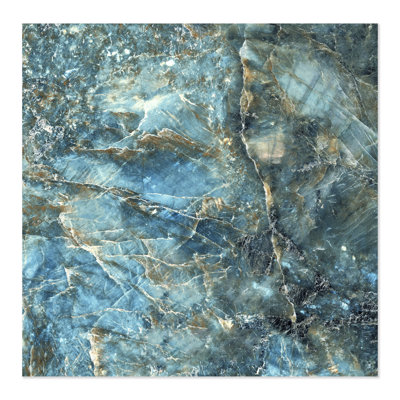 4x4 Porcelain Tile Sample: ATLANTIC Ocean Blue-Green, Polished, 11.55 per SF