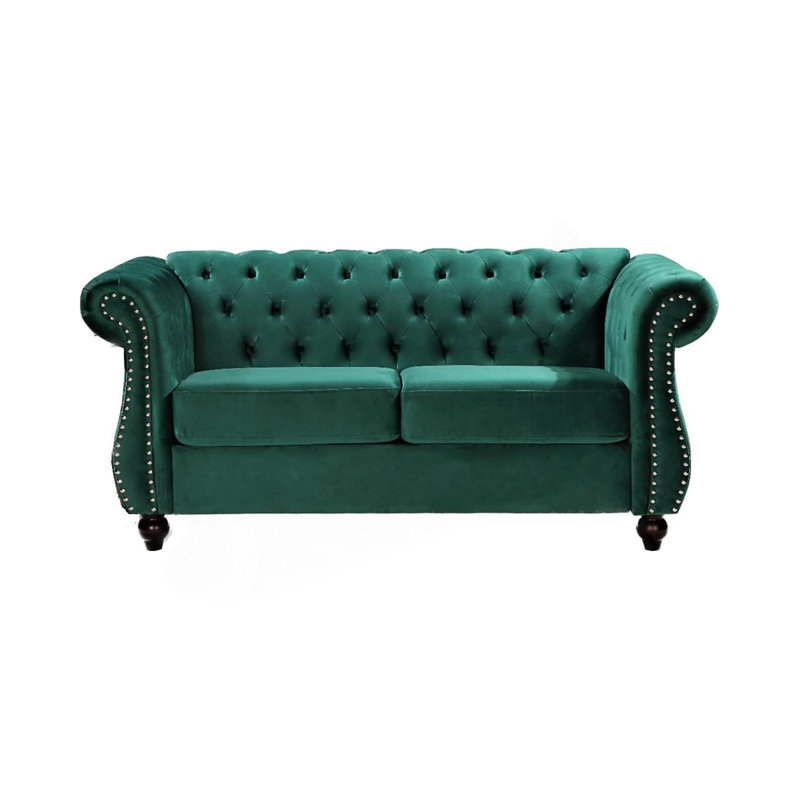 Fauteuil d'appoint Chesterfield, Velours vert
