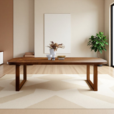 Retro Solid Wood Brown Dining Table by George Oliver