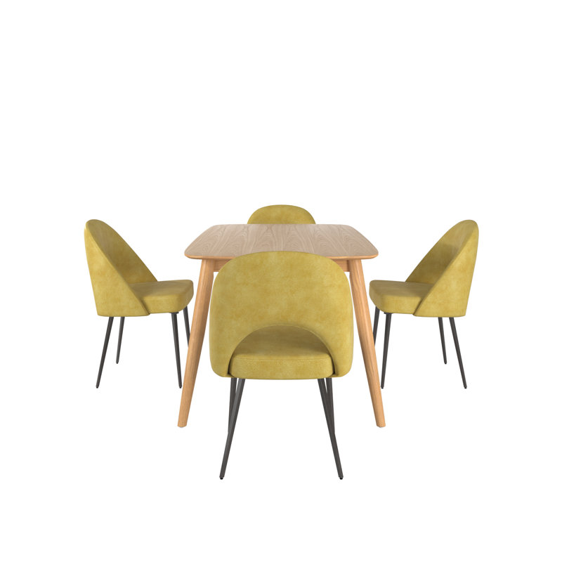 Ensemble de salle à manger Faught Mid-Century, Naturel, Jaune
