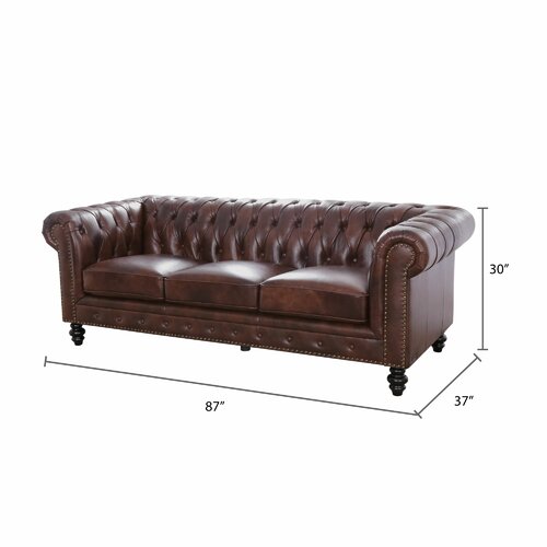 Ophelie 87'' Genuine Leather Chesterfield Sofa & Reviews | Birch Lane