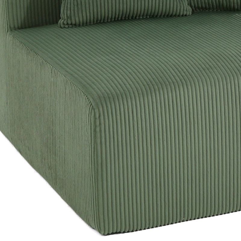 Méridienne rembourrée en velours côtelé avec coussin, Vert