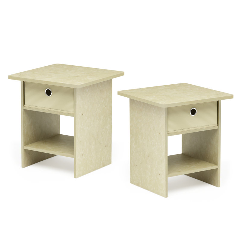Pelkey 2 - Drawer End Table Set, Cream Faux Marble/Ivory