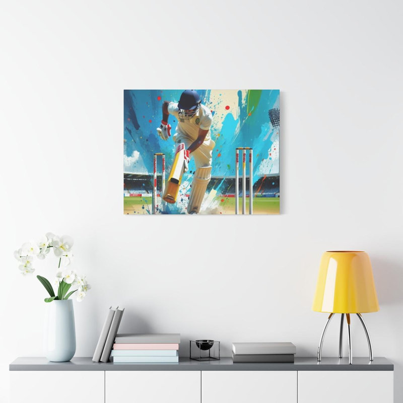 Cricket Bowler Runup, abstrait, reproduction d'art sur toile, H 24 po x l 30 po