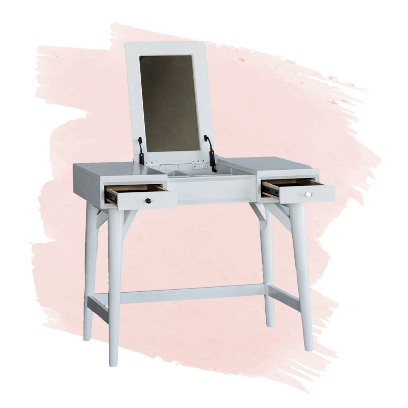 Coiffeuse avec miroir Williams, Blanc