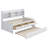 Wooden Captain Bed With Built-In Bookshelves, Drawers And Trundle