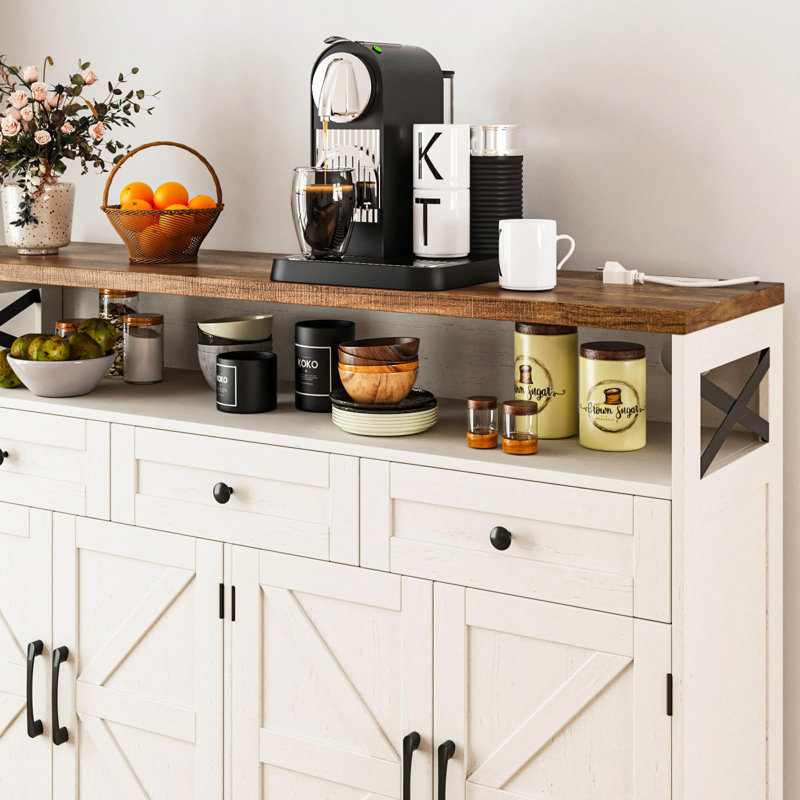 Buffet 51 "avec tiroirs Farmhouse, Brun / Blanc