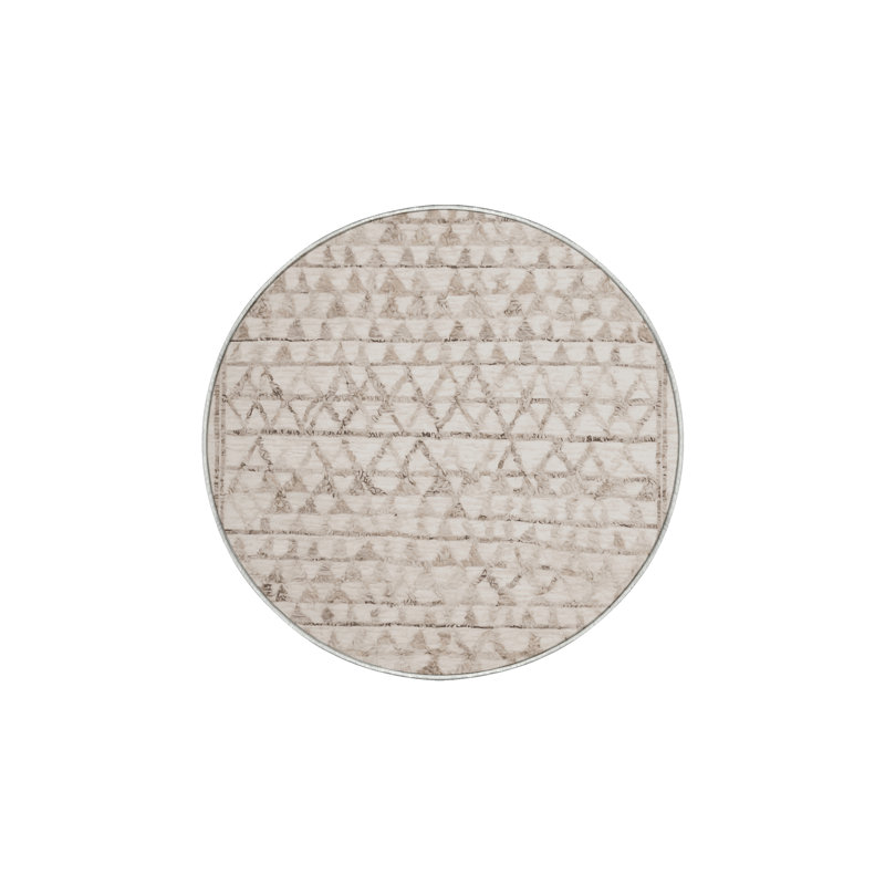 Machine Washable Beige Area Rug, Round 5'