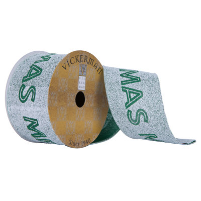  2.5" x 10 Yards Green "Merry Christmas" Ribbon