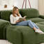 Canapé 4 places en velours côtelé doux 32D éponge haute résilience ergonomique compatible avec les animaux de compagnie compression complète sans emballage combiné sans assemblage pour les études de chambre à coucher, vert olive-2037912657-2037912659