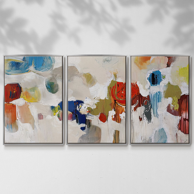Gum Drop - Multi Piece Framed Canvas, 40" H x 78" W x 2" D, Silver