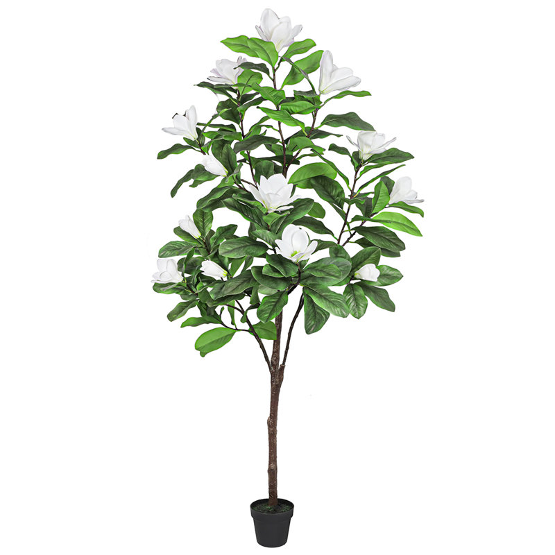 Artificial Magnolia Flower Tree in Pot, White