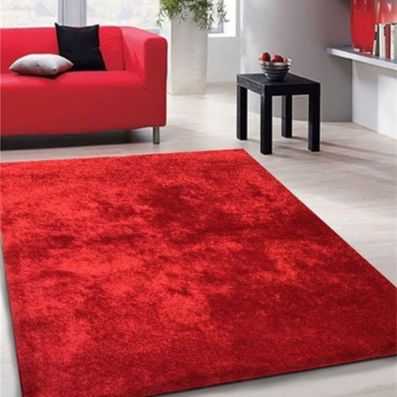 Tapis rouge touffeté à la main Hargett, Rectangle 5 pi x 7 pi