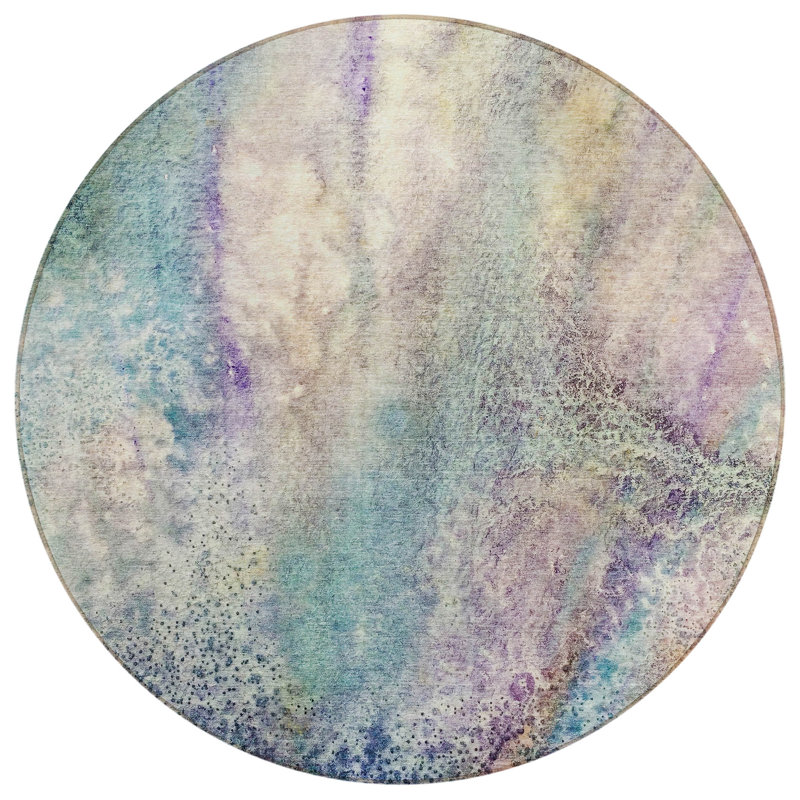 Kyrie Washable Abstract Indoor / Outdoor Rug, Round 8'