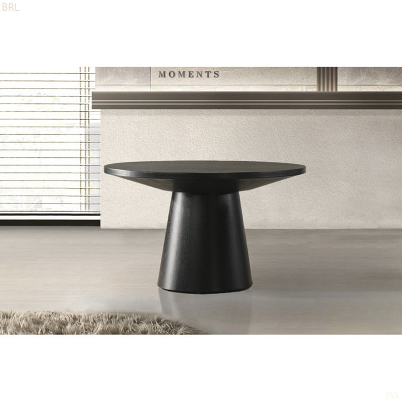 Table basse ronde en bois pour salon moderne avec base à piédestal, H 17 po x l 29 po x L 29 po, Noir