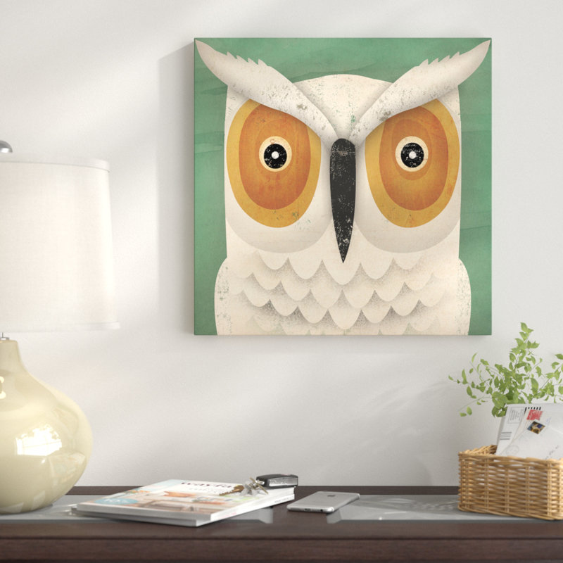 « white hibou », impression sur toile tendue, H 12 po x l 12 po x P 1,5 po