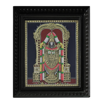 Tirupati Balaji (Venkateshvara) Tanjore, peinture | Couleurs traditionnelles avec or 24 carats | Avec cadre