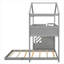 Lit superposé simple au dessus d'une chambre double avec escalier de rangement et tableau noir-1034852183