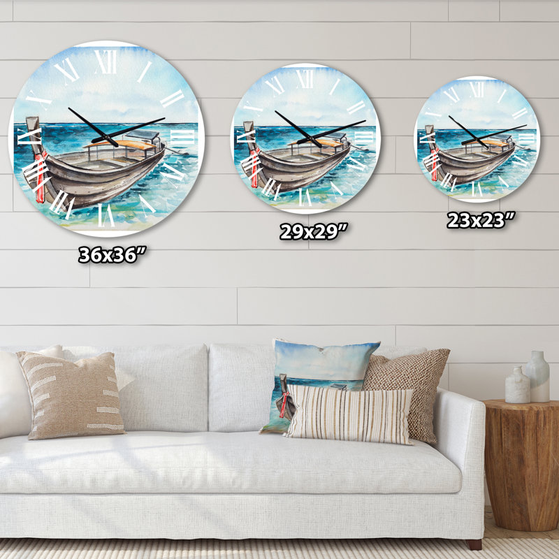 Petit bateau à la côte - horloge murale nautique et côtière, Grand