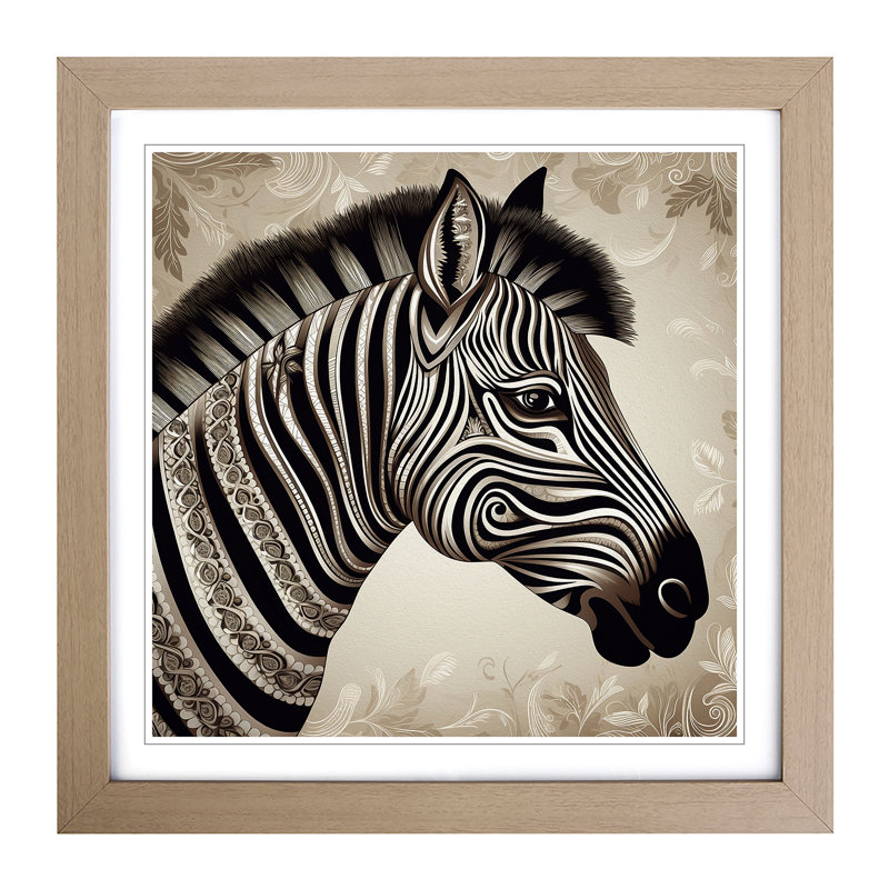 Zebra Ornamental - Framed Print, Oak Framed