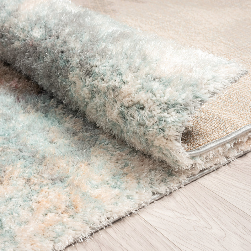 Tapis gris / pastel abstrait à poils longs, Rectangle 2 pi x 3 pi