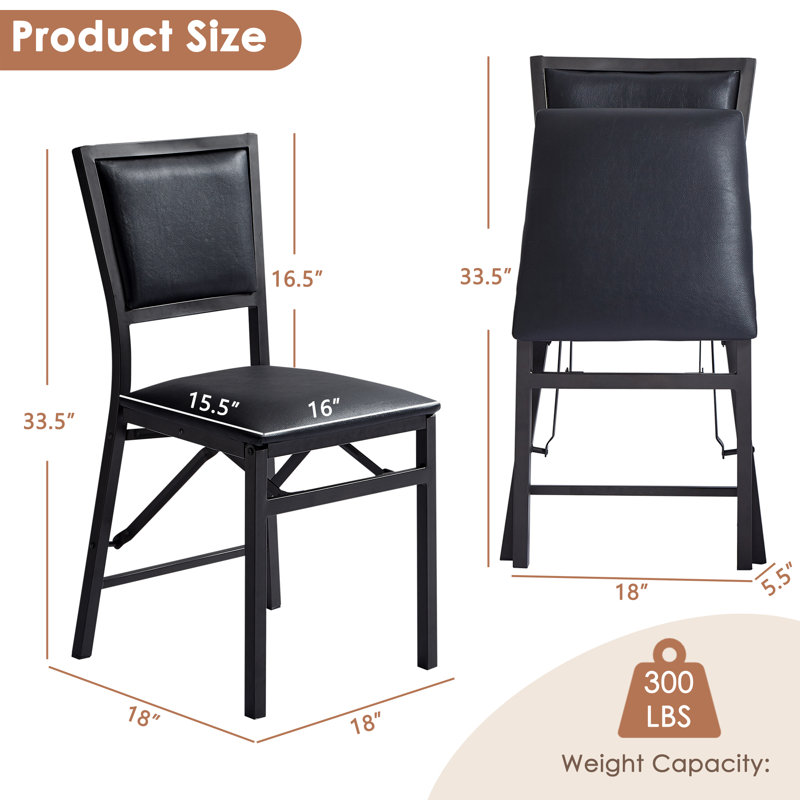 Ailse Upholstered Folding Dining Room Chairs Set Of 4, Faux Leather Parsons Dining Chairs, Kitchen Armless Side Chairs With Padded Seats