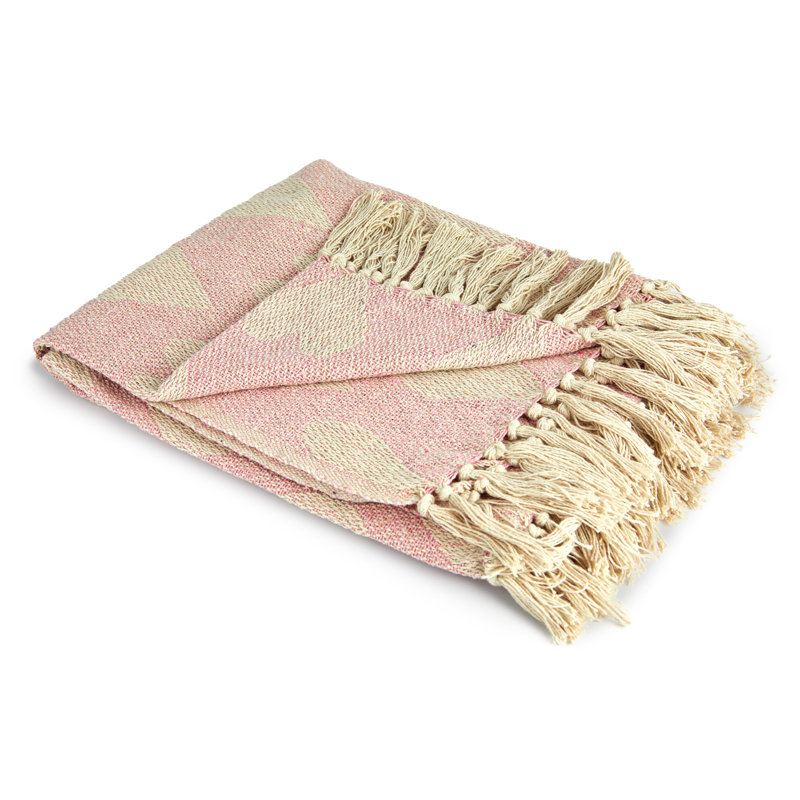 Gehmlich Hand Woven Throw Blanket, Blush Pink, 127cm W x 152cm L