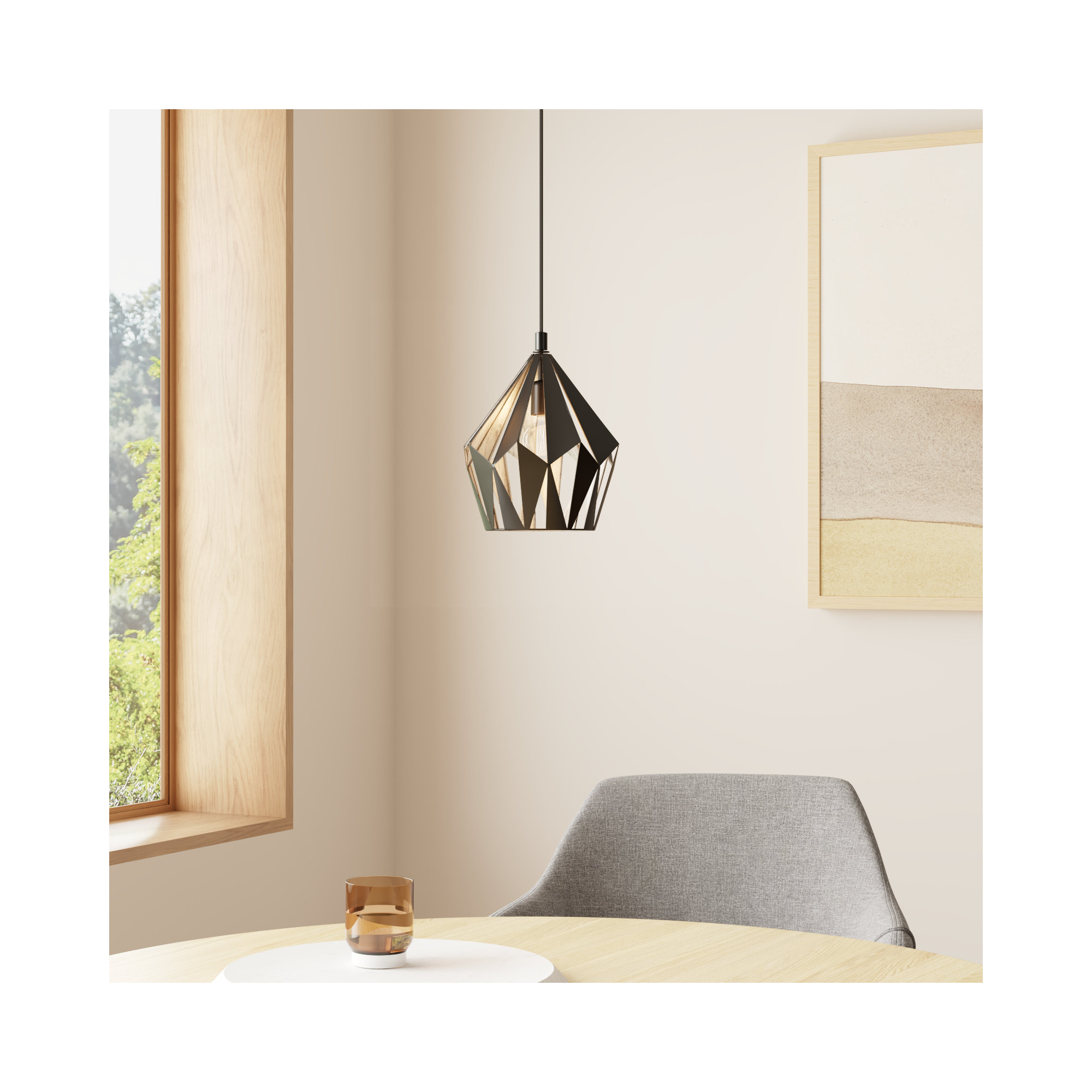 Hendry Single Light Metal Pendant, 72" H x 7.25" W x 7.25" D, Black/Silver