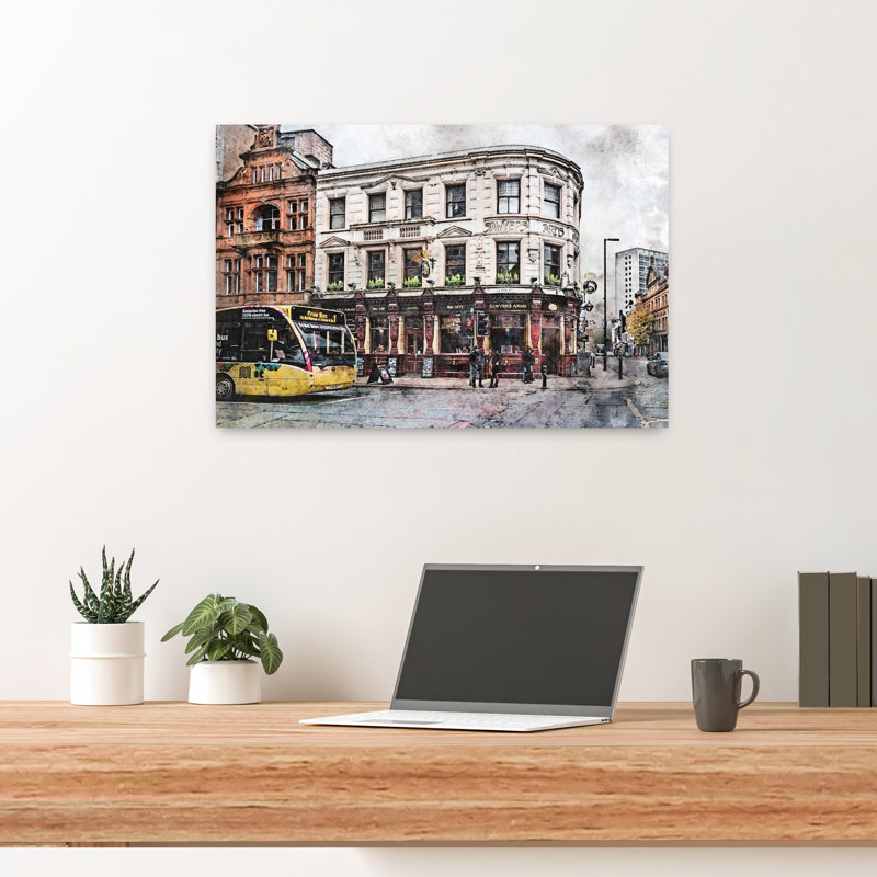 Classic British Pub Scene Classic Traditional Vintage Architecture City Wall Art Print 1 Piece Wrapped Canvas Wall Art