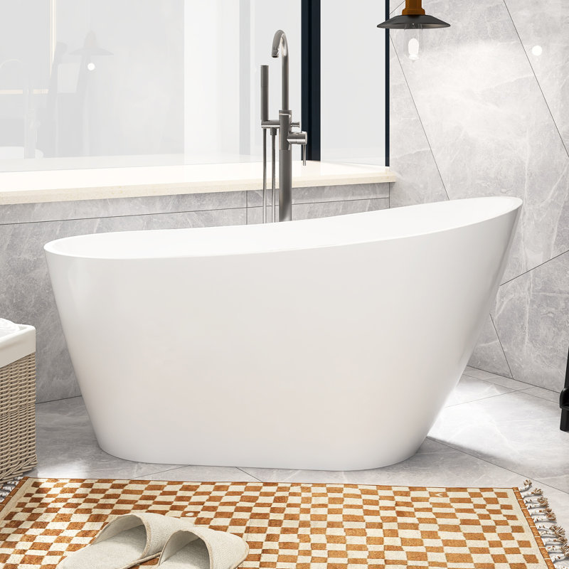 55.12'' x 30.75'' Freestanding Soaking Acrylic Bathtub