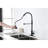 Spring Kitchen Faucet - Stainless Steel, Matte Black, Single Hole, Pull-Out Spray Head For Convenient Use Steel , 360 Swivel Nozzle, Water Flow Control