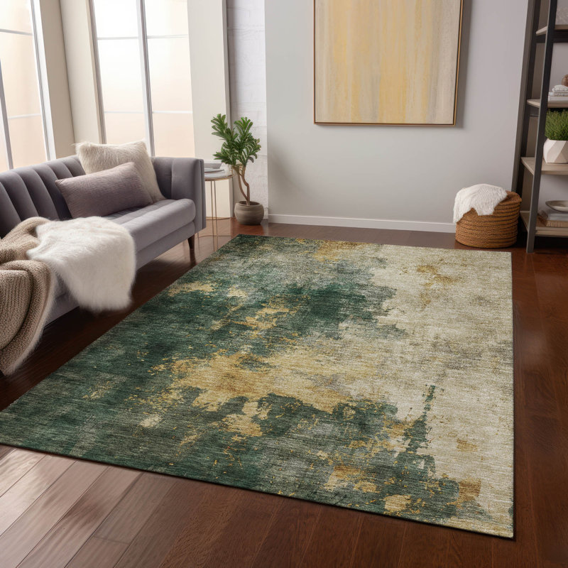 Machine Washable Indoor/Outdoor Chayil ACN1073 Aloe Rug, Rectangle 2'6" x 3'10"