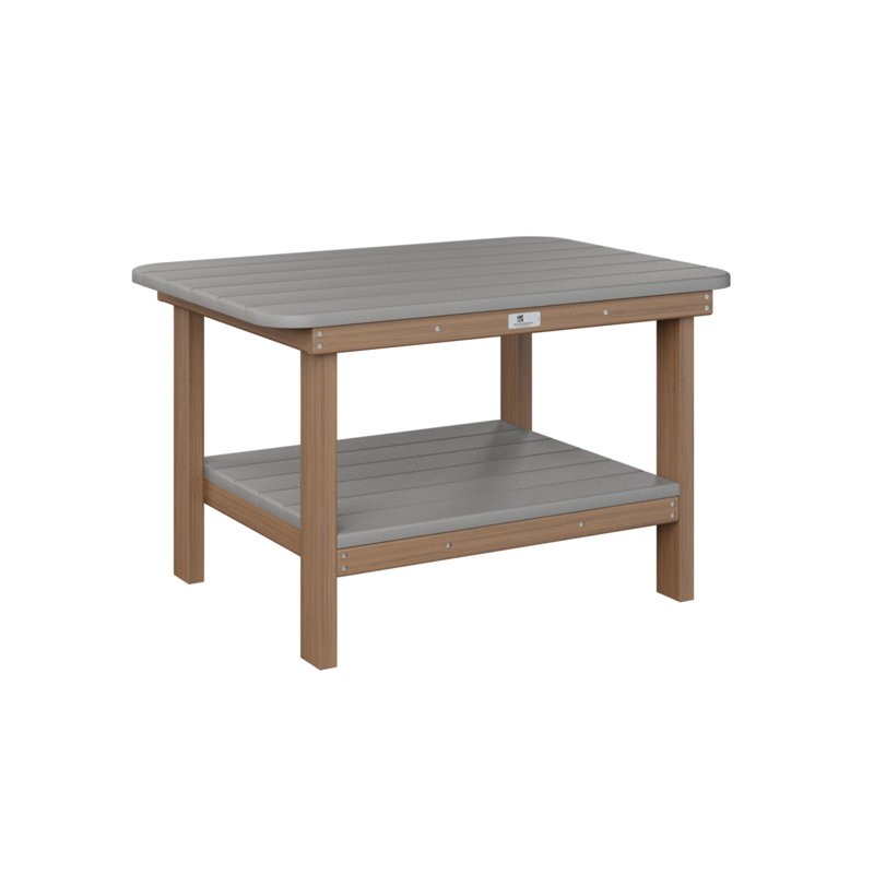 Outdoor Rectangle Coffee Table, Antique Mahogany, Light Gray