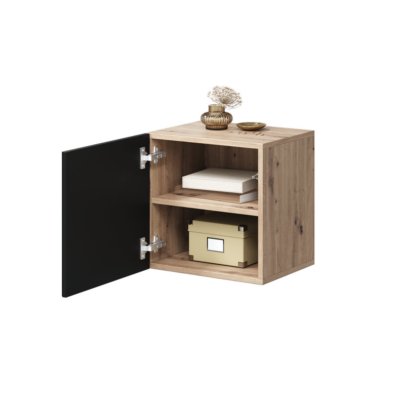Aagam 40cm W Manufactured Wood Bedside Table, Artisan/Black
