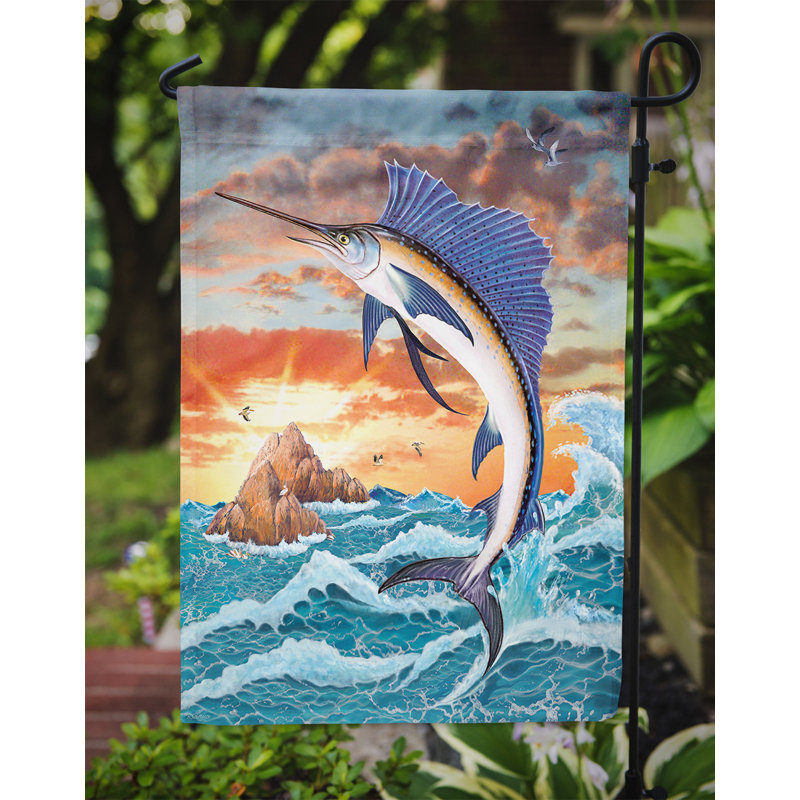 Drapeau de jardin en polyester 15,5 x 11 po Hadley, Voilier au coucher du soleil