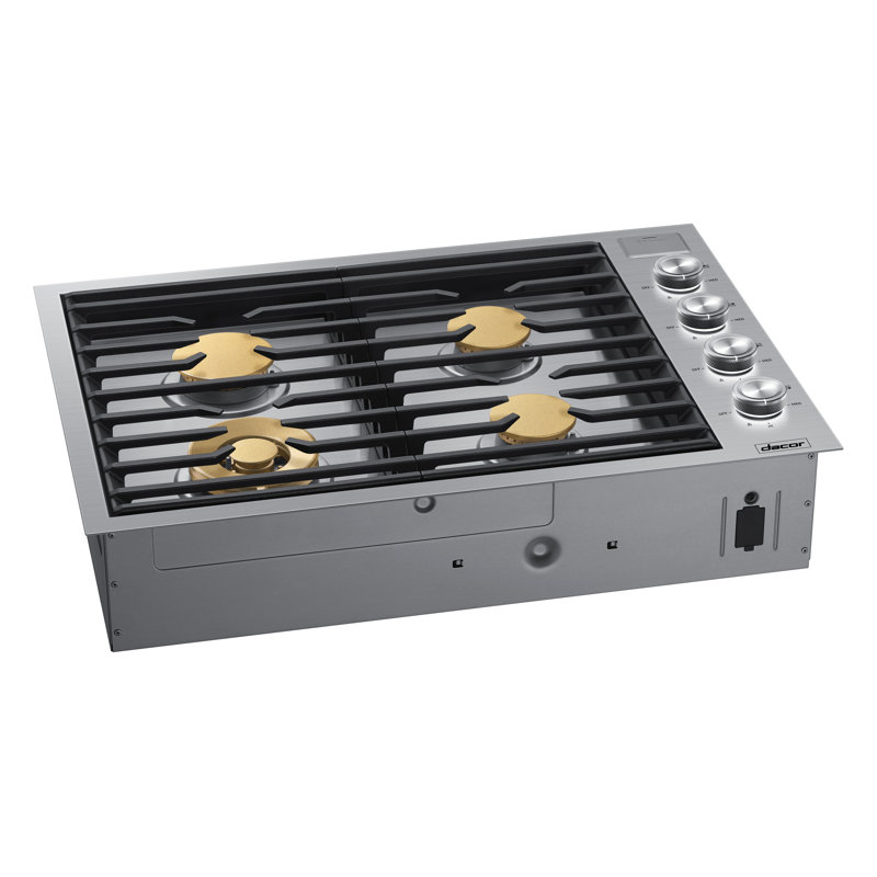 30" Gas Cooktop 4 Burners, Flush, Contemporary, NG/LP, Silver Stainless