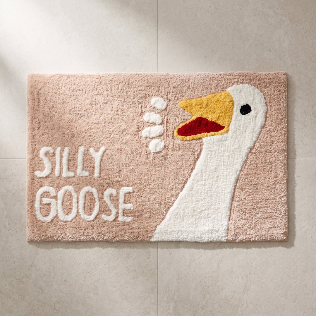 B&Q - Silly Goose Slogan Bath Mat Non SlipFun Bathroom Rug (Beige) - Image 3