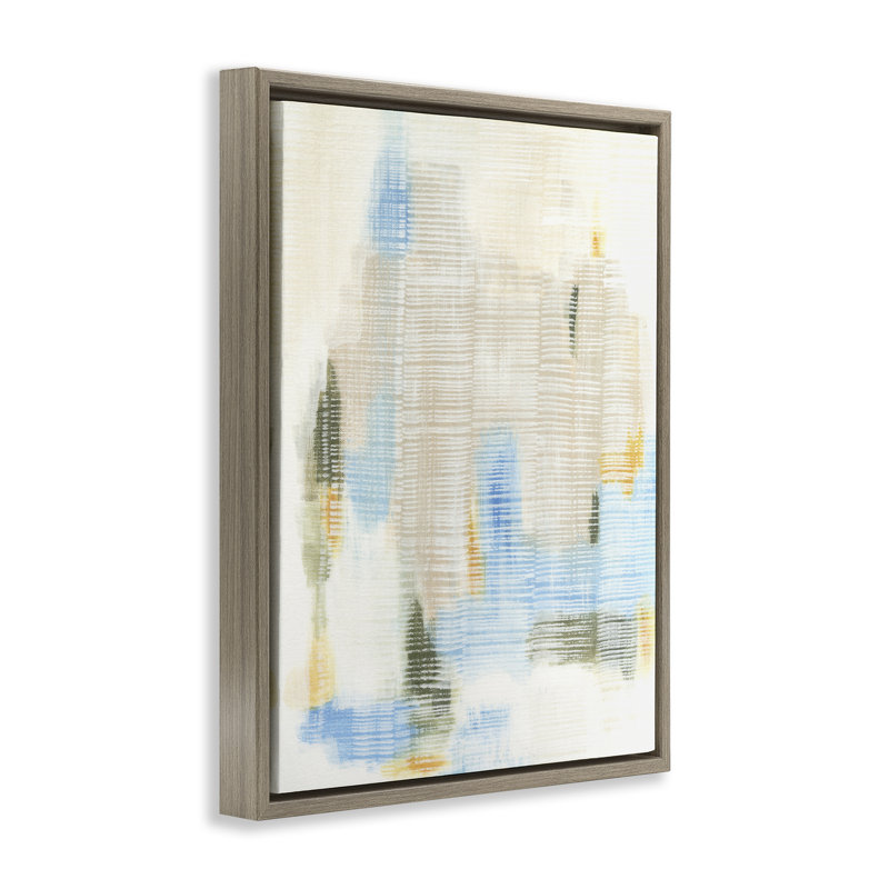 "Double Back Subtle Abstraction", encadrée par Floater, par Vanna Lam, H 31 po x l 25 po, Cadre flottant orme Montalcino