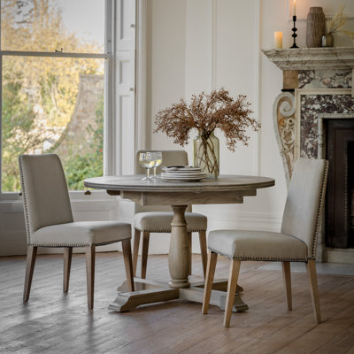 Heil 120 cm Extendable Ash Round Wood Top Dining Table with Wood Base