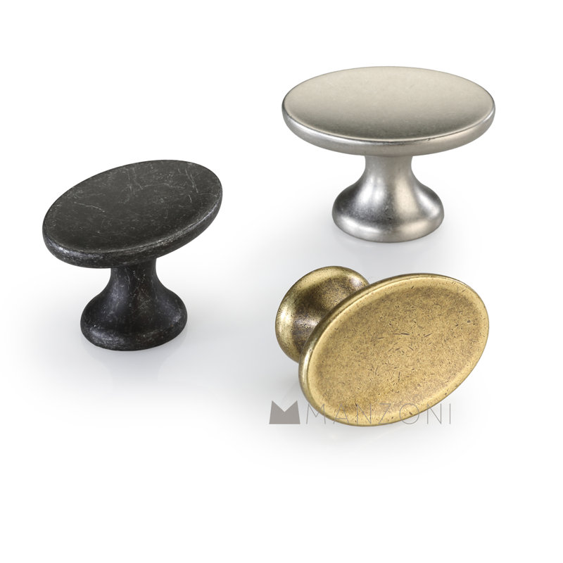 1 5/8" Length Oval Knob, Antique Florence