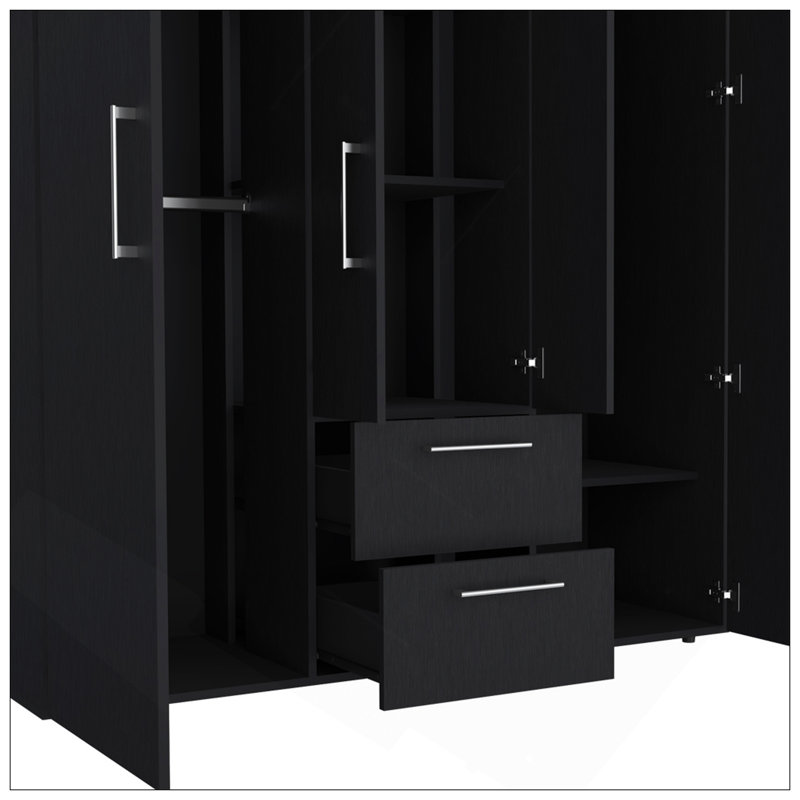 Armoire Elma, chambre à coucher, noir, Noir