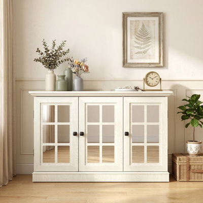 Armoire de rangement à 3 portes en acrylique avec miroir et 3 tablettes réglables